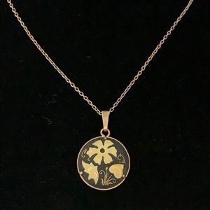 Vintage Black and Gold Charm Necklace